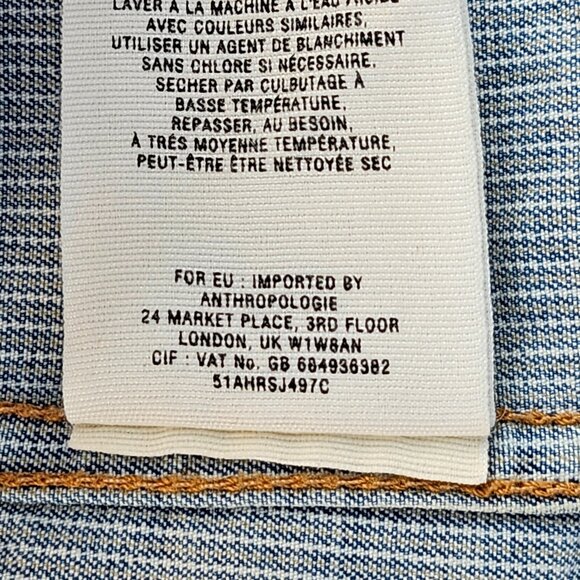 Anthropologie Pilcro Letterpresss Light Wash Pin Striped Denim Jacket Women’s XS - Picture 3 of 8